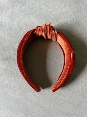 Etsy Top Knot Headband - Deep Orange Velvet